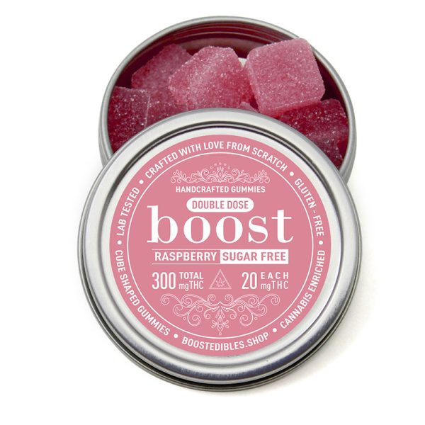 Boost-sugar-free-raspberry-THC-gummies-300mg